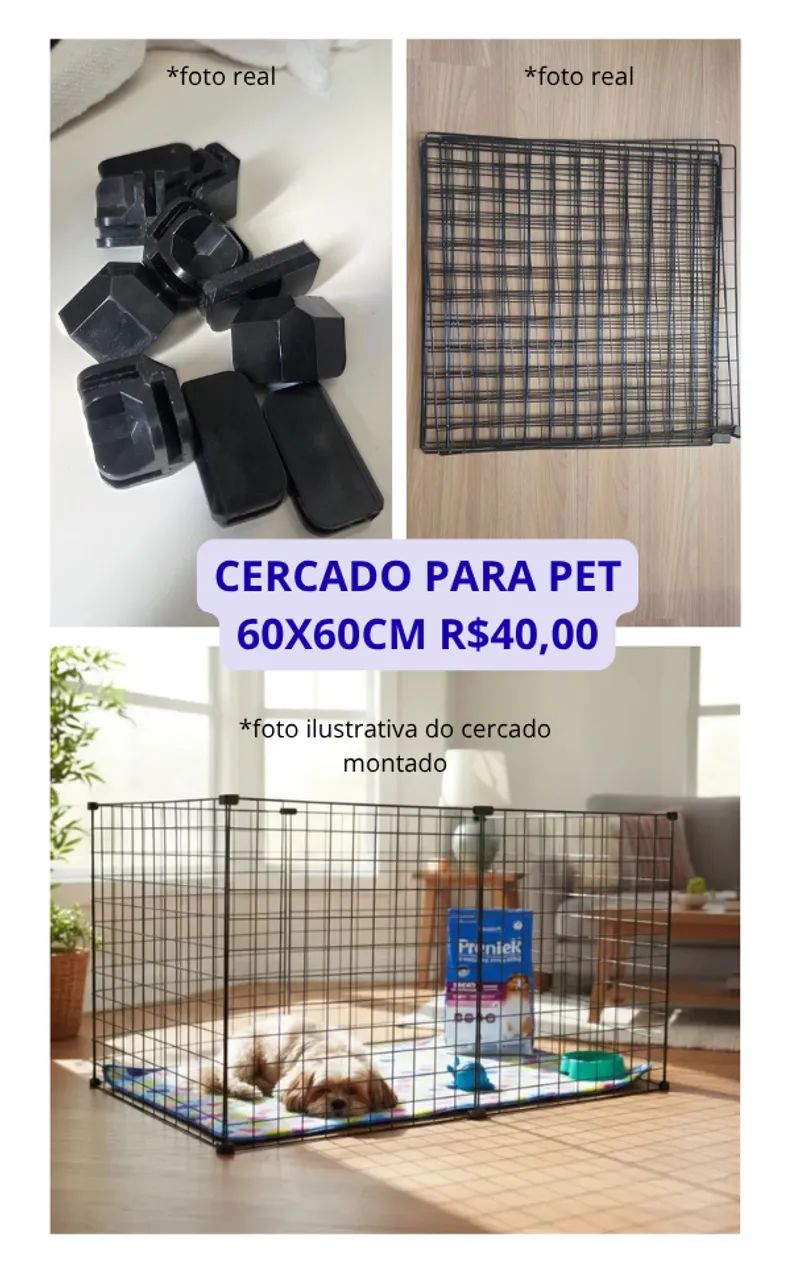 Cercado para pet modular 60x60cm (cada peça)
