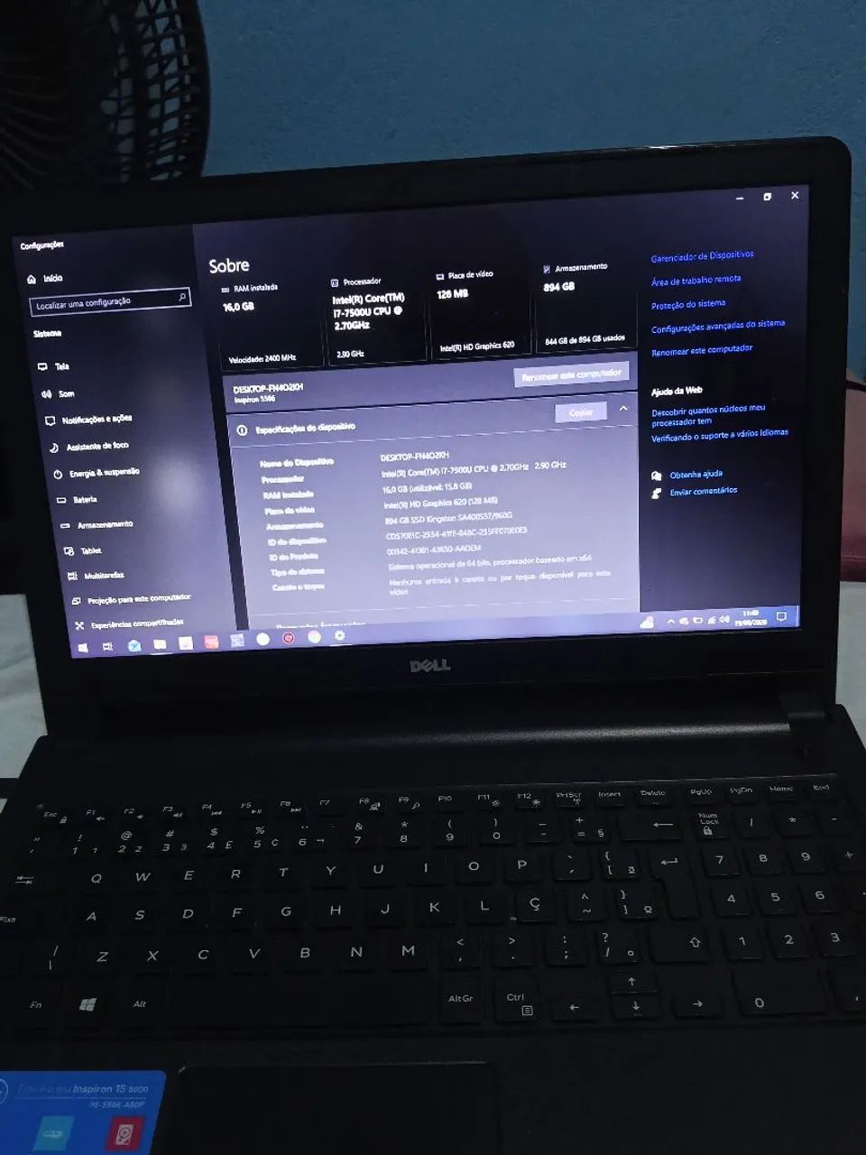 Notebook Dell i7 7 geração com ssd 899 gb 16 gigas  - Foto 5