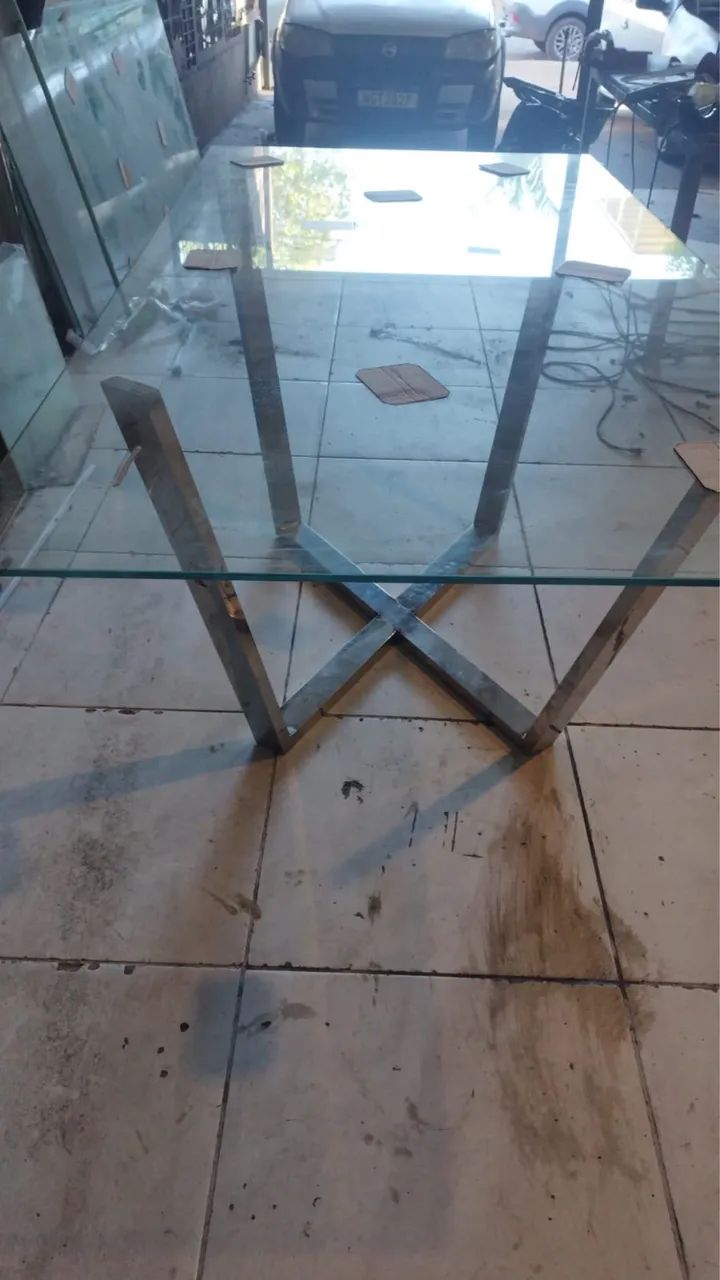 MESA EM AÇO INOX E VIDRO TEMPERADO - Foto 3