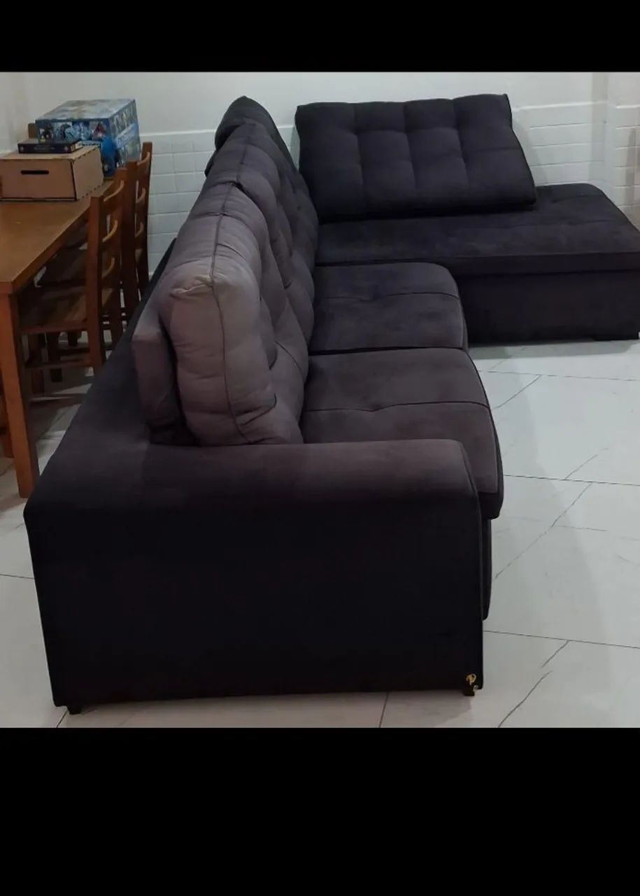 Sofá preto em L - Foto 2