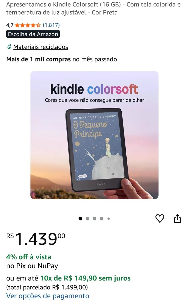 Kindle Softcolor - novo com capa original - Foto 3
