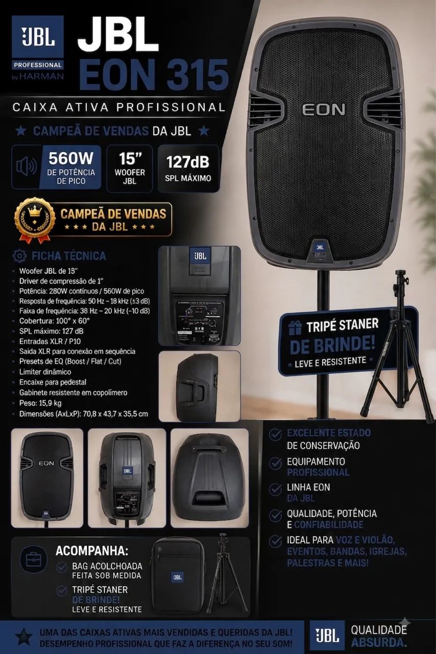 Caixa Ativa Profissional JBL EON 315 