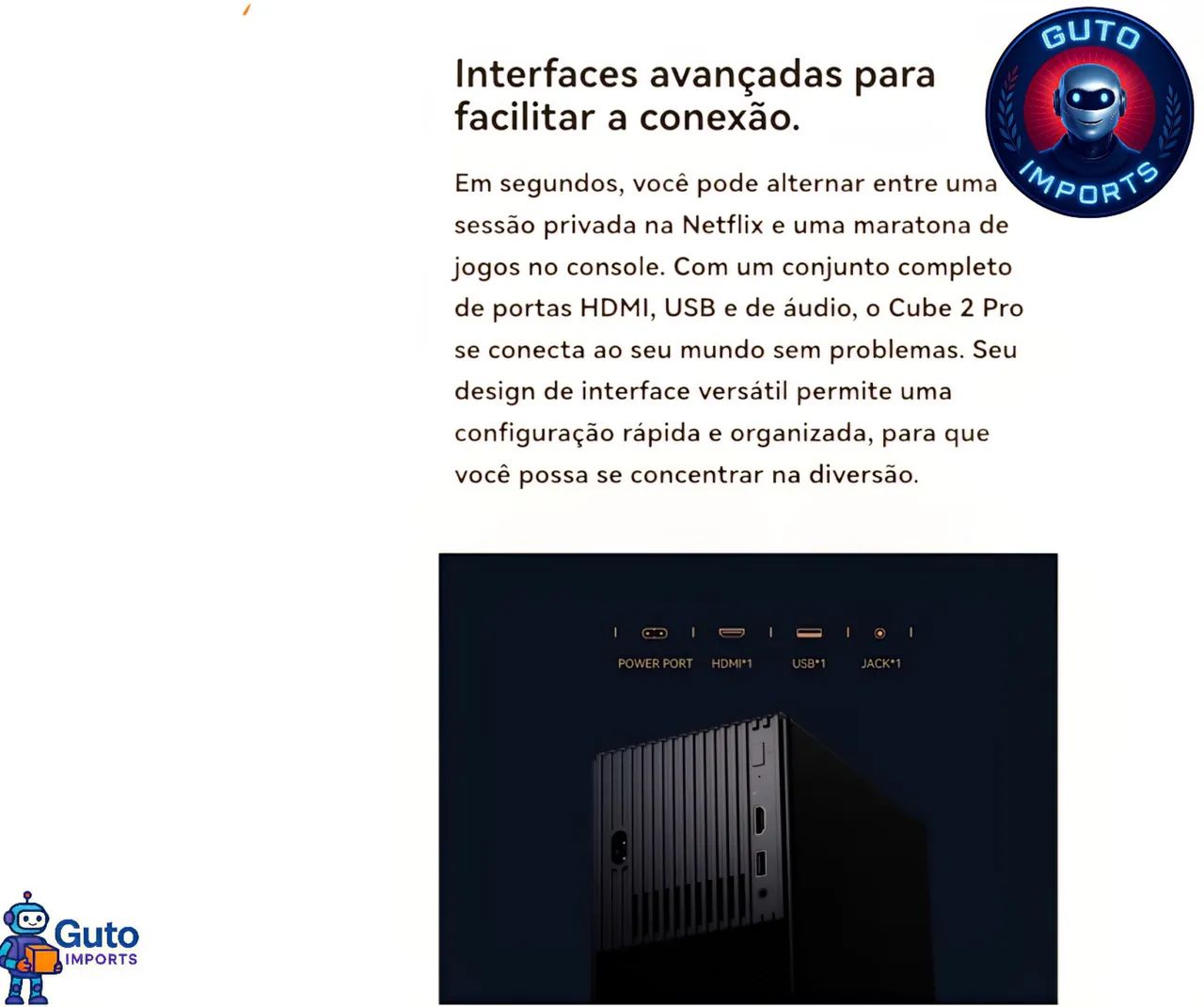 Projetor Wanbo Cube 2 Pro Full HD Android TV - Cinema em Casa novo caixa lacrada - Foto 5