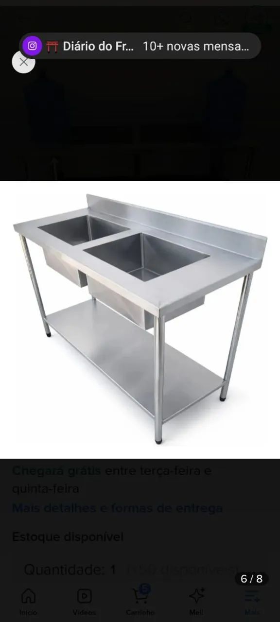 Pia Inox Industrial SEMI NOVA com 2 cubas  - Foto 3