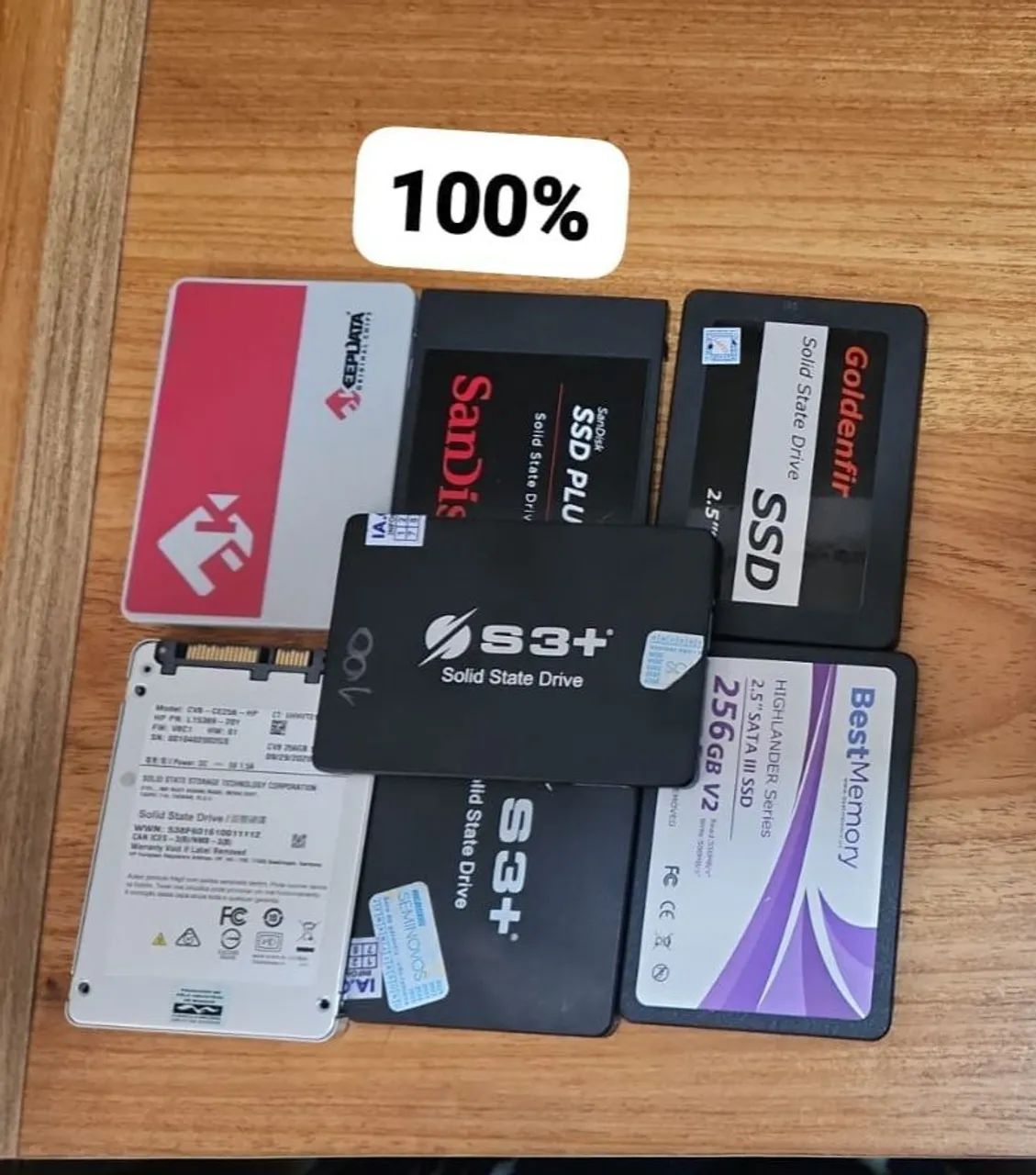 Lote SSD SATA 240GB com 100% saúde e Win11Pro+Office 