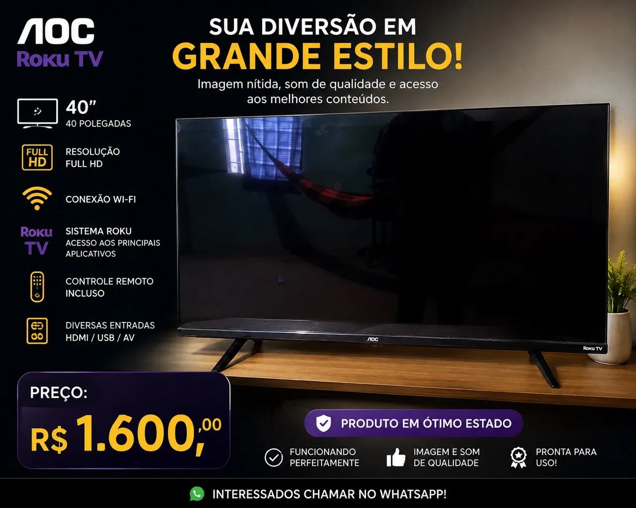 ? TV AOC Roku 40? à venda!