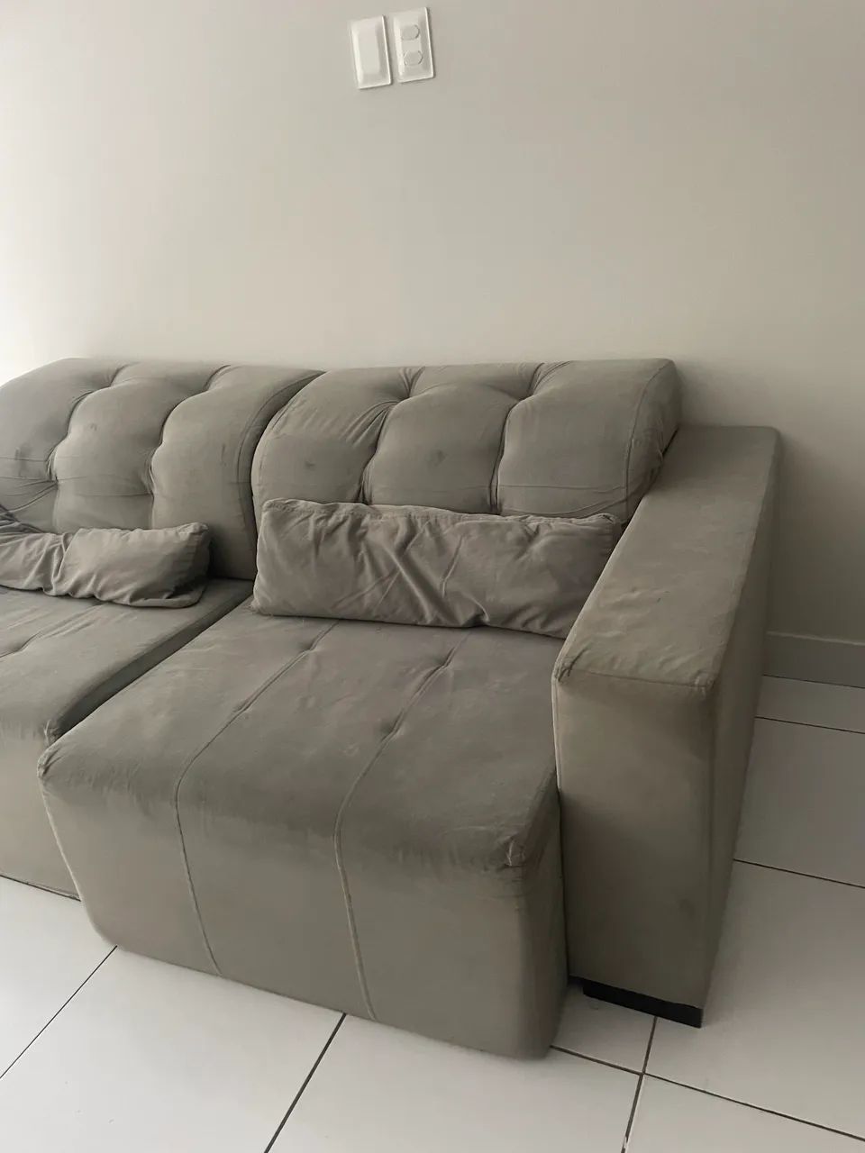 Sofá Retrátil + Reclinável de 3 lugares Cinza  - Foto 4