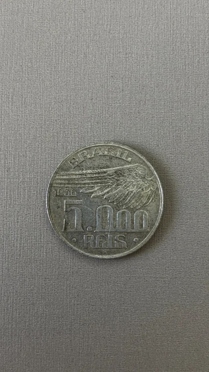 Moeda 5.000 Reis - 1936 - Santos Dumont