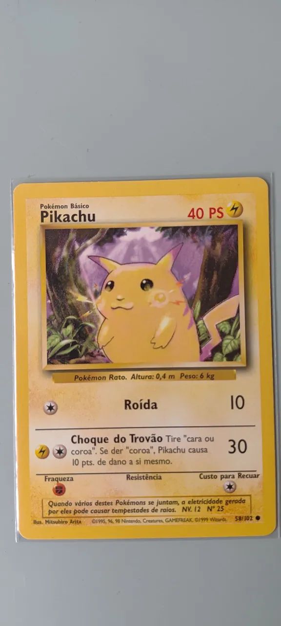 Carta Pokémon Pikachu base set 58/102 Original SP