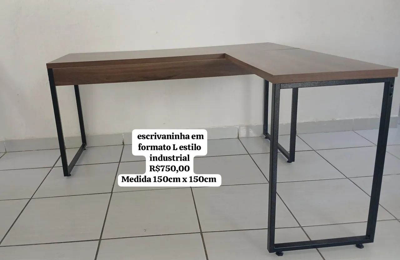 Escrivaninha em formato de L estilo industrial  - Foto 2