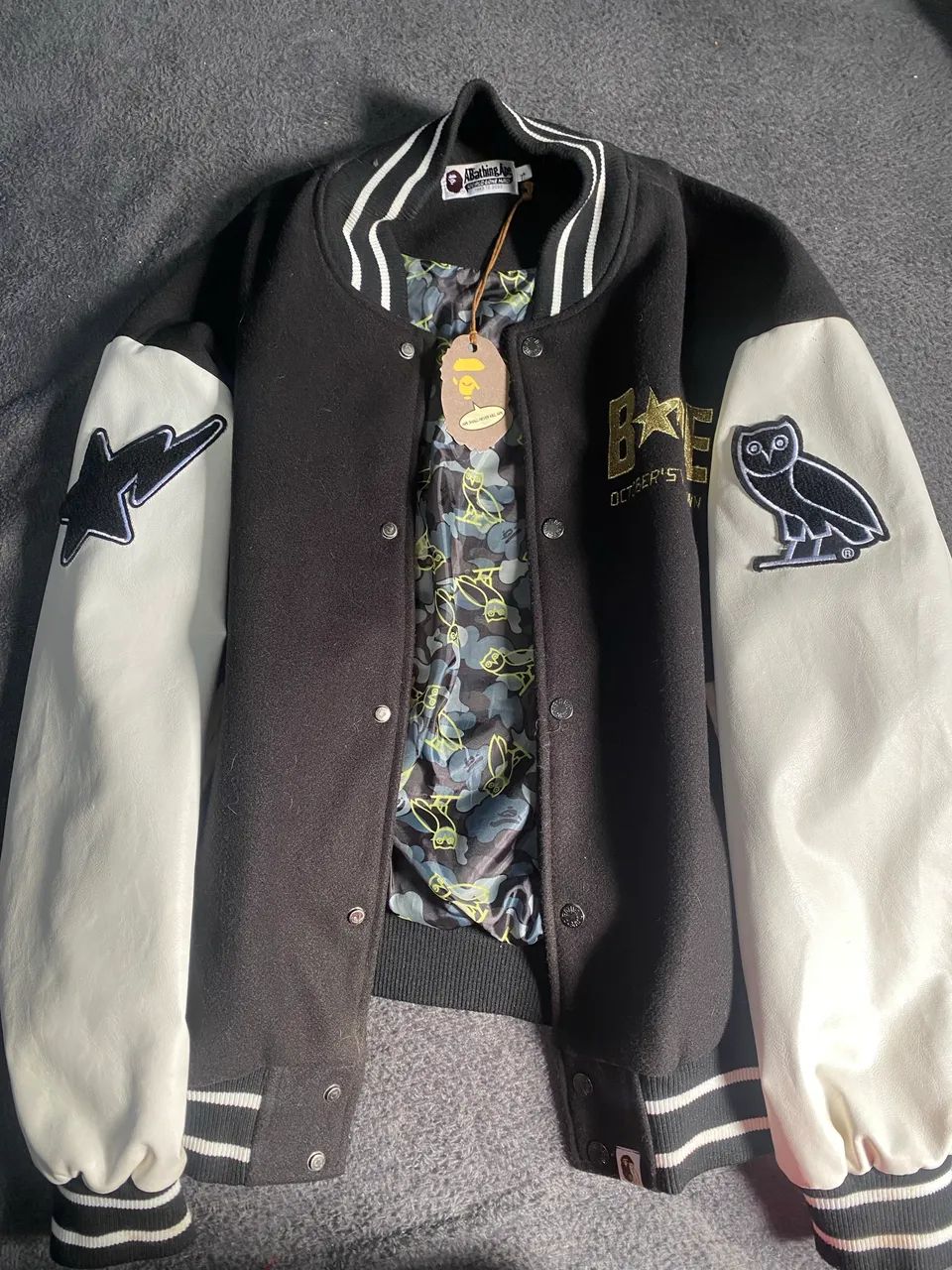 OVO Bape A Bathing Ape Varsity Jacket / October?s  very own - Foto 4