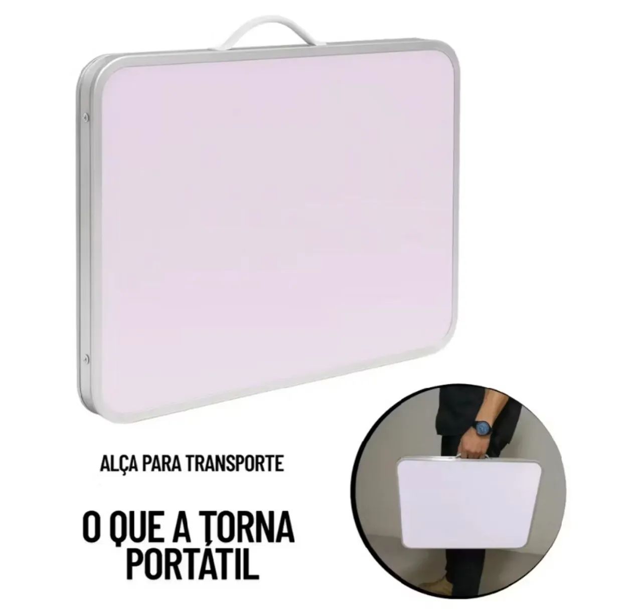 Mesa dobrável de alumínio 90x60cm nova - Foto 4