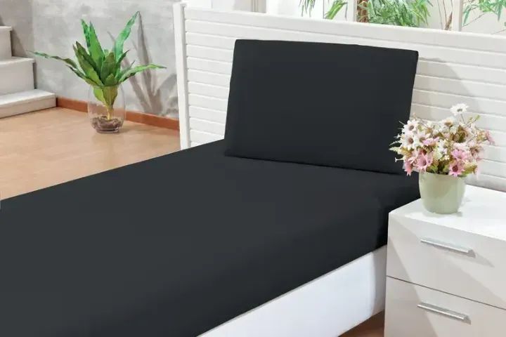 Lençol de elástico roupa de cama Preto fosco Solteiro para Berço 71x132