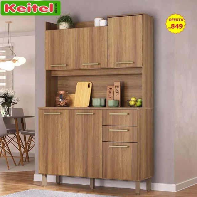 it Cozinha Compacta Luciane 6 Portas e 2 Gavetas Avelã / Avelã 