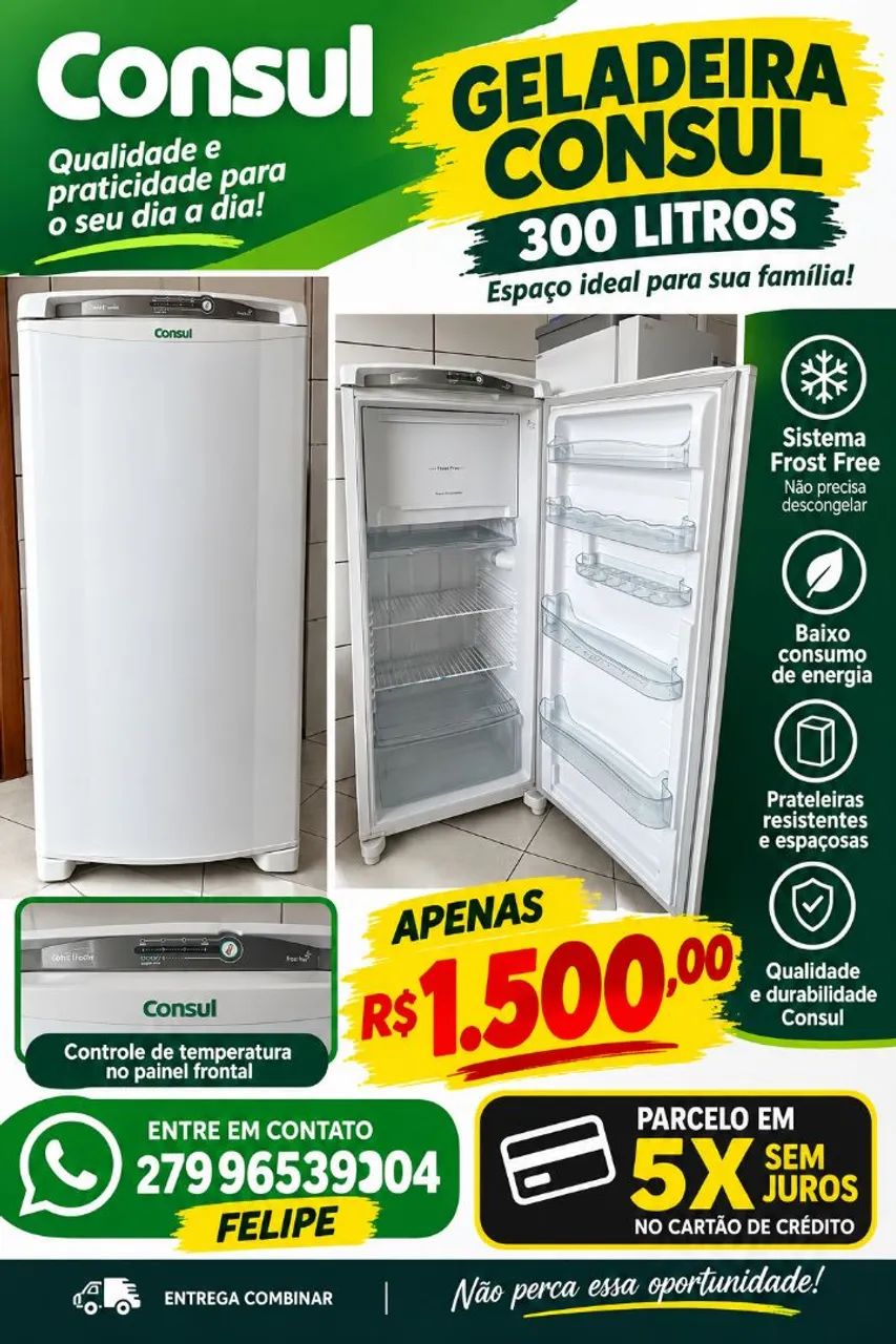Geladeira consul 300 litros 