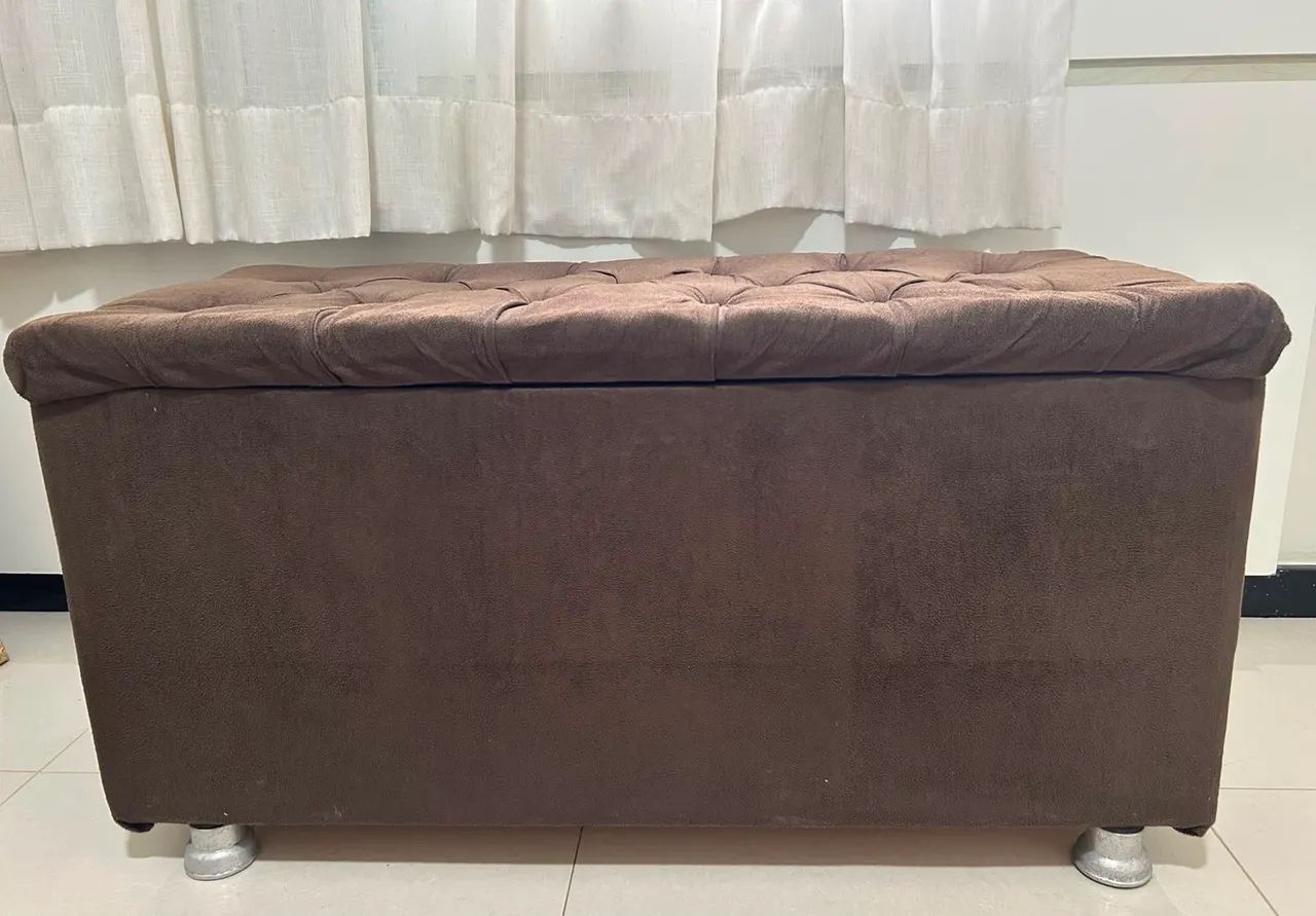 Puff Baú Marrom Grande com Espaço Interno - Foto 3