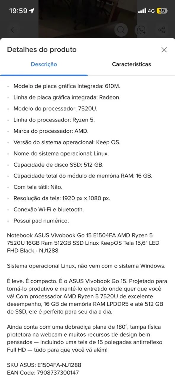 Eletrônicos ( Notebook novo na caixa ) Asus   - Foto 3