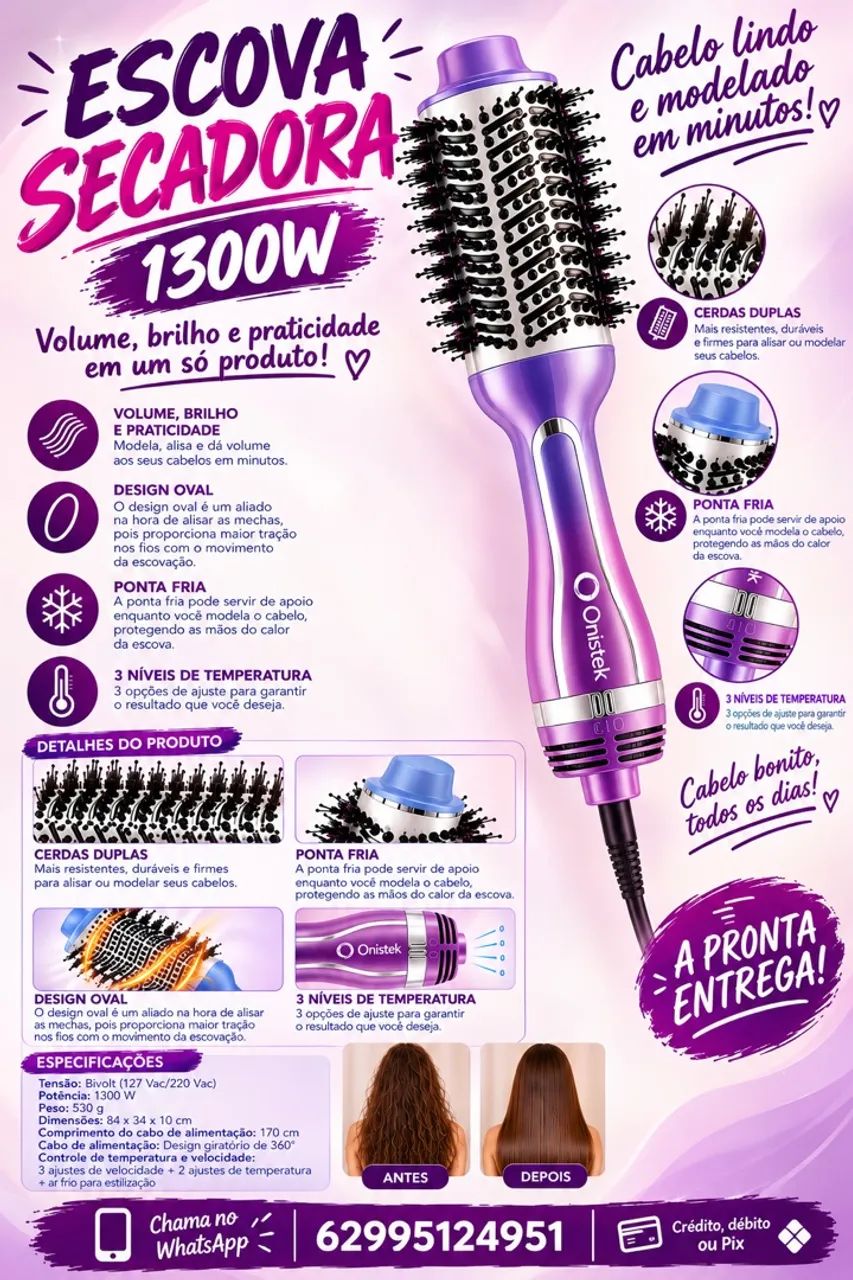 Escova secadora 1300w