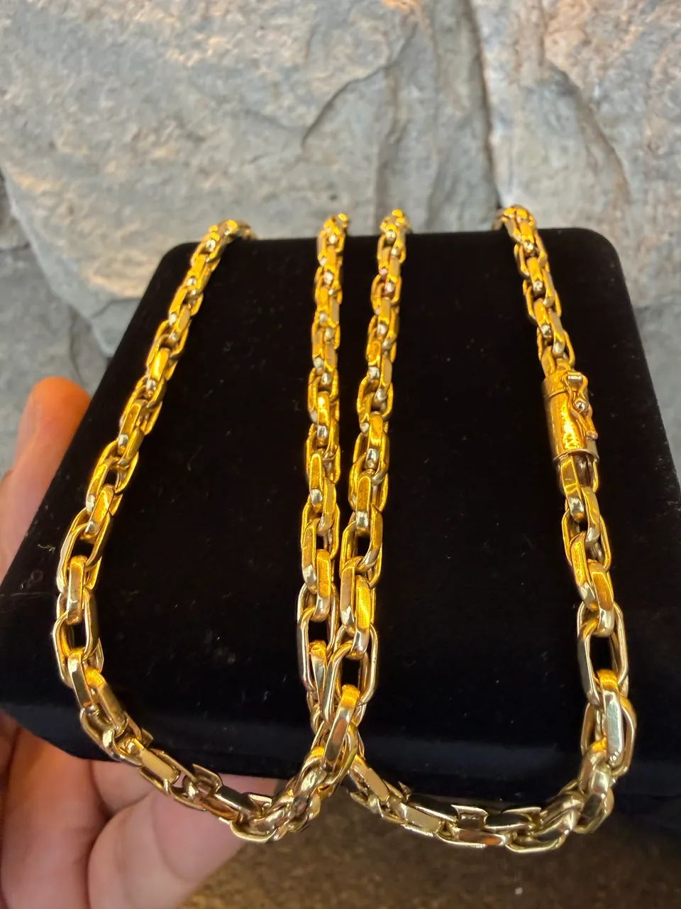 Cordão de ouro 18k elo duplo zero 
