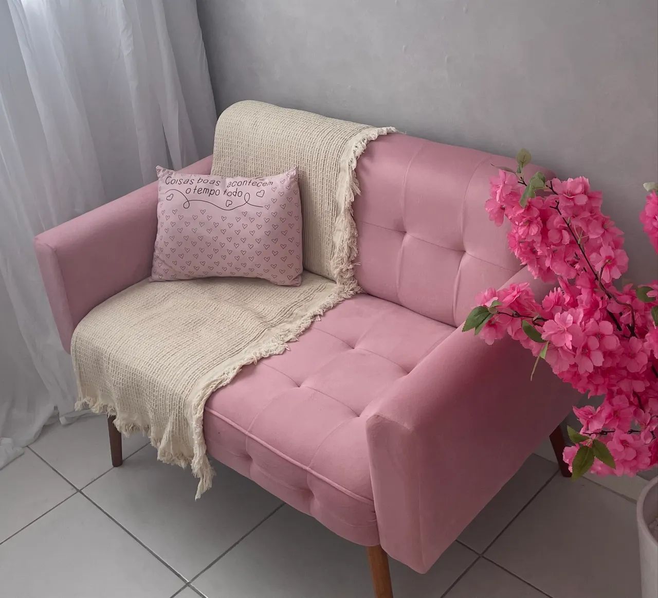 Namoradeira Rosa Decorativa para Recepção | Excelente Estado - Foto 2