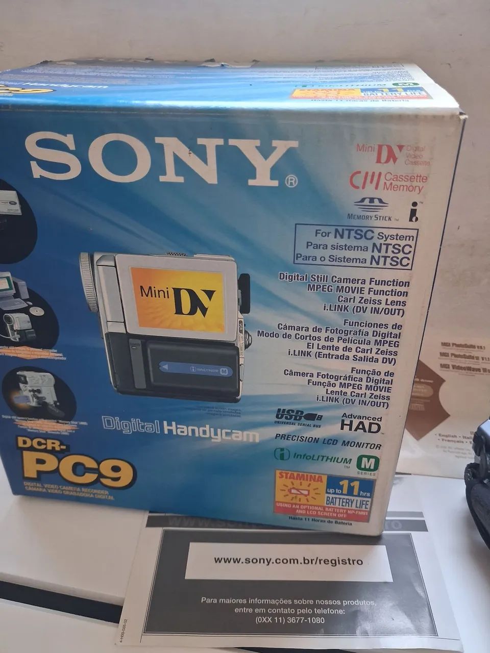 SONY　DCR-PC9　MiniDV対応　化粧箱セット Filmadora Sony Handycam DCR-PC9 Mini DV (Com Caixa e Acessórios