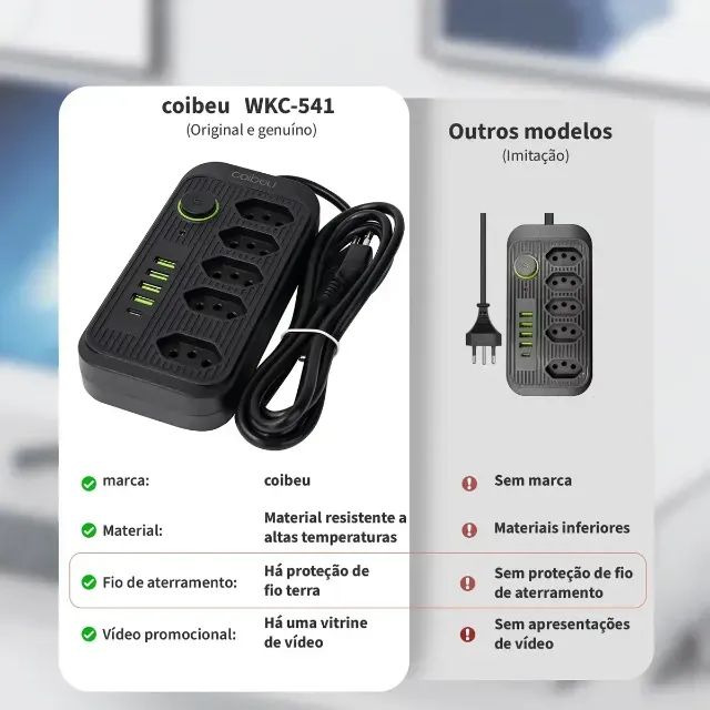 Extensão COIBEU Tomadas 2m 4 Usb Bivolt - Foto 2