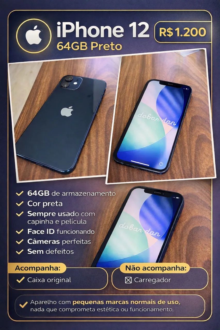 iPhone 12 64g Preto - Celulares e Smartphones - Nações, Balneário