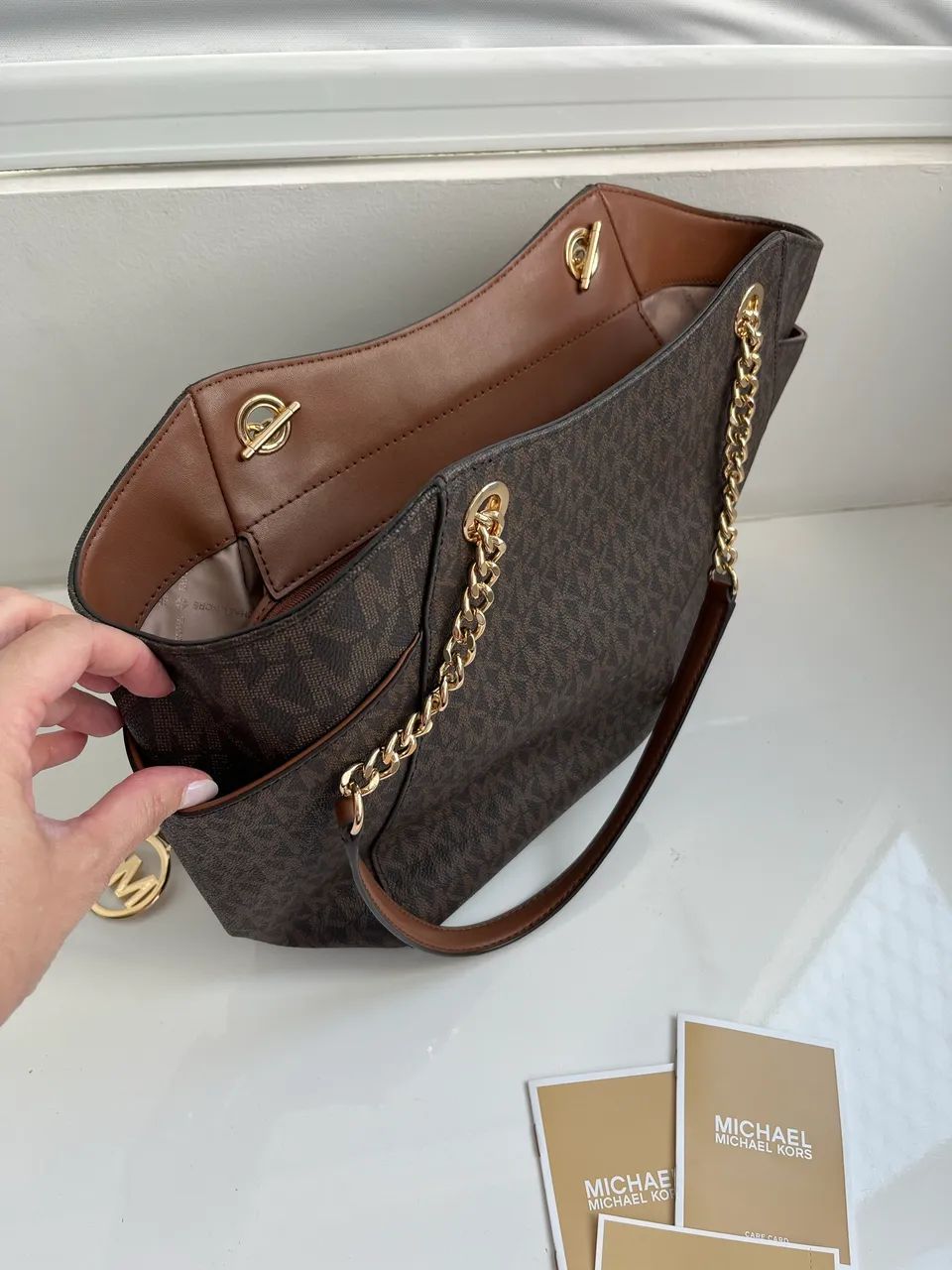 Bolsa Michael kors nova couro marrom - Foto 5