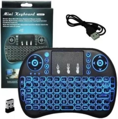 Mini Teclado Wireless Led Controle p/ Smart-TV, Notebook, Consoles
