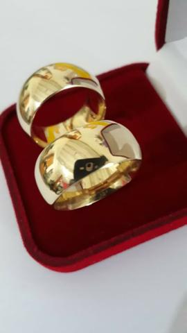 Par aliança moeda Antiga cor de Ouro - Foto 3