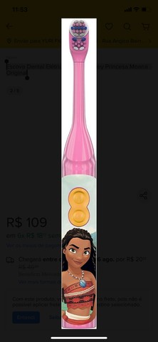 Escova Dental Elétrica Oral B Disney Princesa Moana Original  - Foto 2