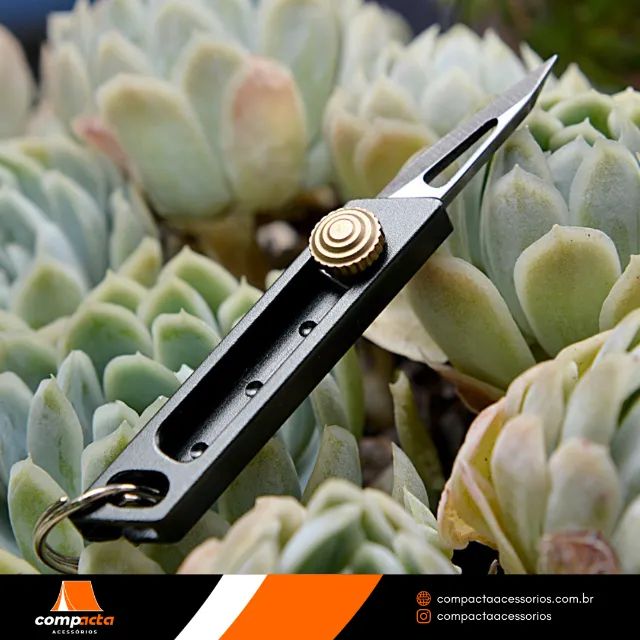 Faca utilitária chaveiro, liga de alumínio e aço inox, lâmina retrátil - Foto 5