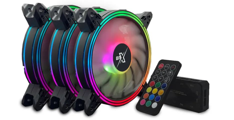 Kit 3 Cooler Fan BRX 120mm c/ Controle RGB - WZetta - Foto 2