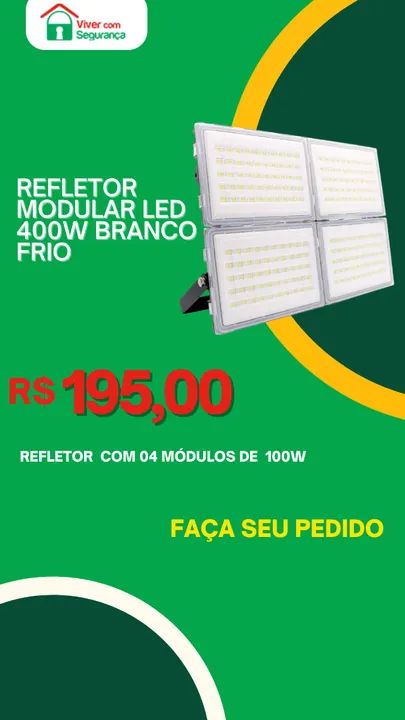 Refletor Led Smd 400w (04 módulos de 100W)  Ip66 - Branco Frio (6000K)