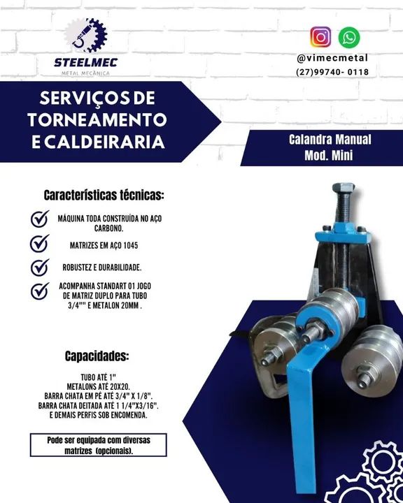 Calandra Elétrica SteelMec EL01 - Torneamento e Caldeiraria - Foto 4