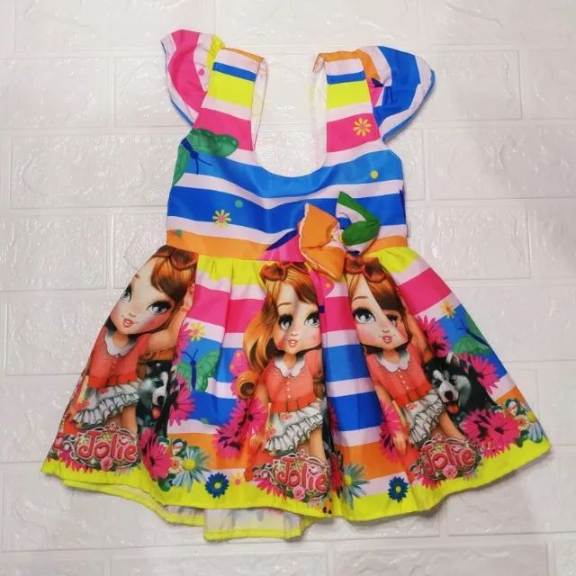 Vestido Rodado Personagem Jolie Infantil Veste 1 E 2 Anos - Foto 2