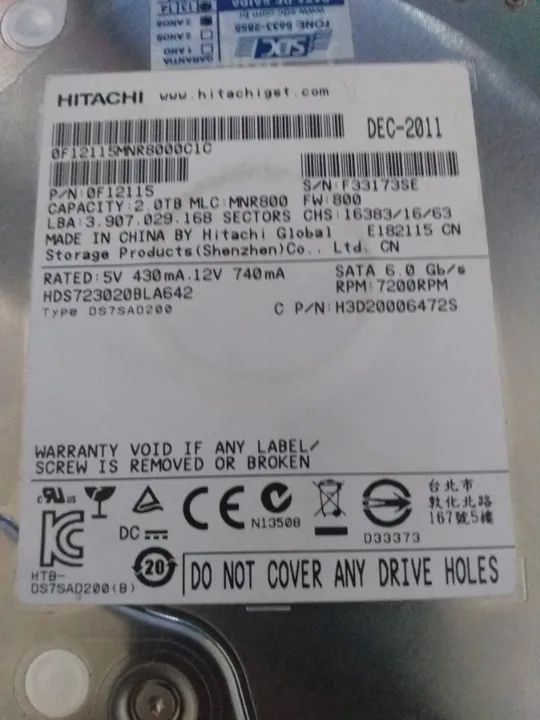Placa Lógica - HD Hitachi // 2TB