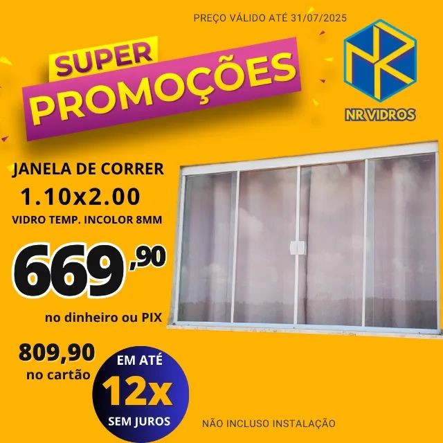 Janela 110x200 4 Folhas Incolor 8mm