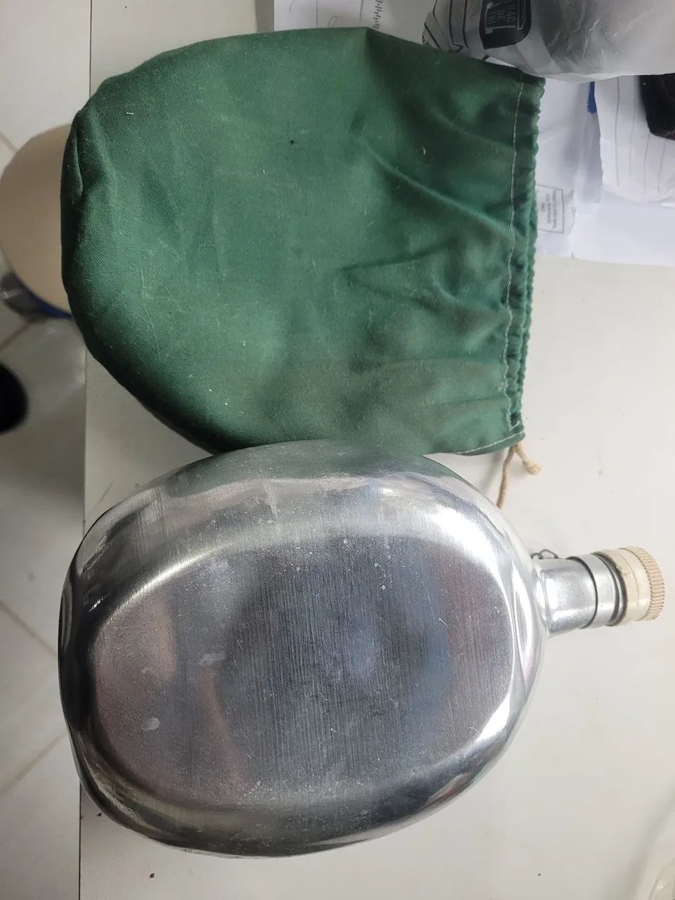 Vintage Brazilian Army Canteen, Antique Decoration Collection