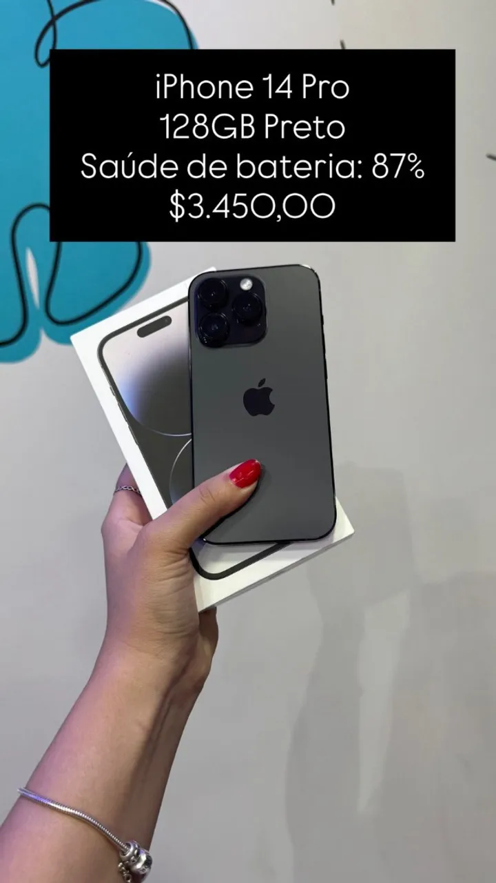 IPhone 14 Preto 128Gigas Saude de Bateria 97% R$ 3.450,00 Semi
