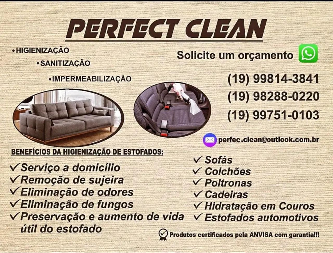 Higienização de estofados a domicilio - Perfect Clean