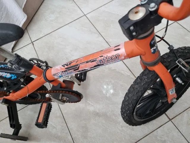 Bicicleta Infantil Aro 16 Nathor Extreme Laranja (usado) - Foto 4