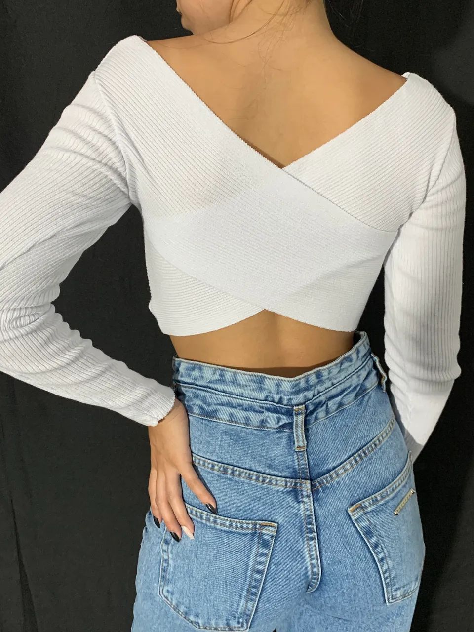 Cropped Canelado Branco NOVO - Foto 3