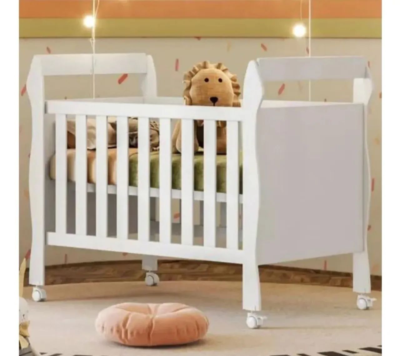 Berço Sofia Mini Cama Branco com Rodinhas, mm a pronta entrega 