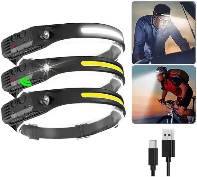 Lanterna De Cabeça Com Sensor Recarregável Resistente A Água - Foto 5