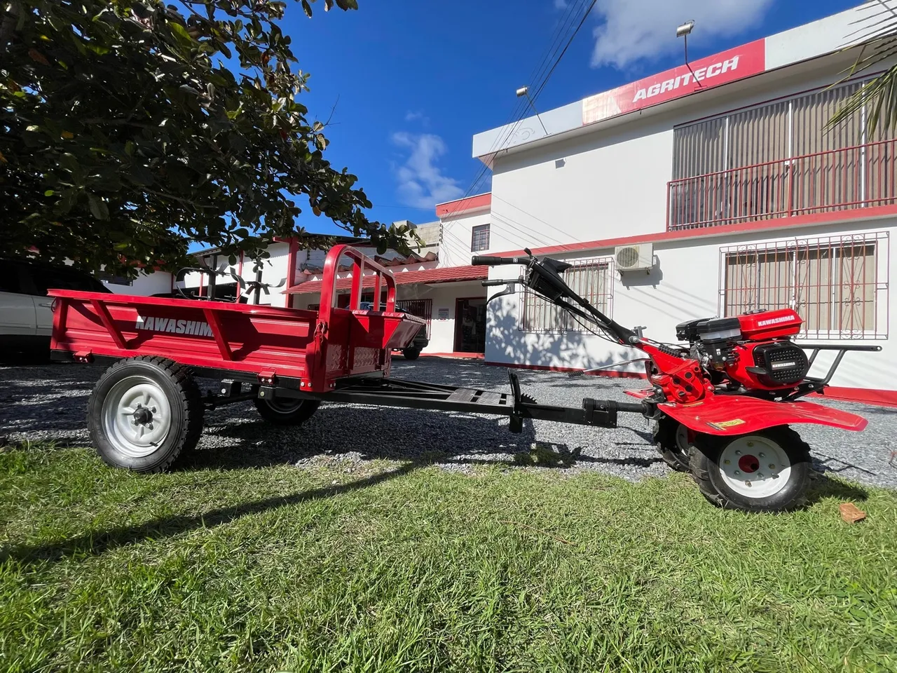 Micro Trator Kawashima com Carreta - Ideal para Agricultura