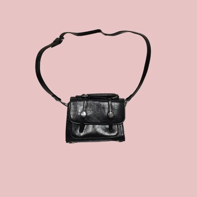 bolsa de ombro e lateral vintage preta