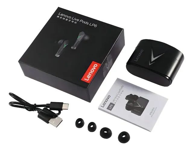 Fone de Ouvido Gamer sem fio Lenovo LivePods LP6 luz LED - Foto 6