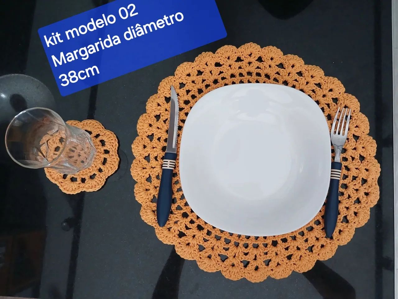 Kit suplats de crochê para mesa ou decoração sobre os móveis  - Foto 3