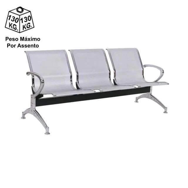 Longarina AEROPORTO com 03 Lugares - Cor Cromada - Foto 3